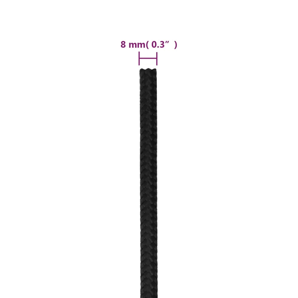 Corda per barca Completamente Nera 8 mm 100 m in Polipropilene 152503