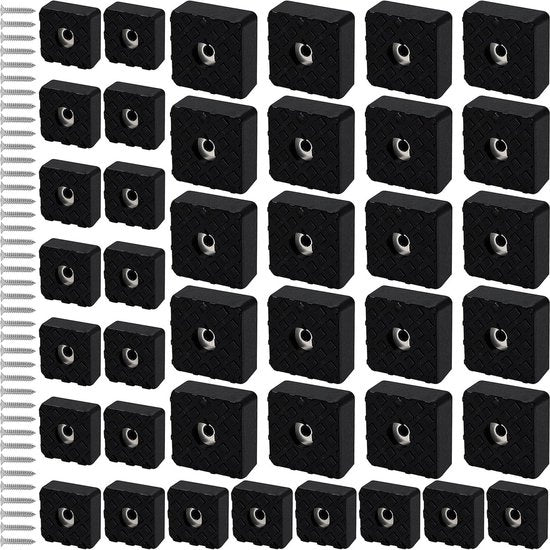 Piedini in gomma per pavimenti in legno con viti - 40 pezzi - 22mm e 30mm - Resistente al carico - Antiscivolo - Protezione per sedute - Accessori per scrivania - Protezione per gambe di tavolo.