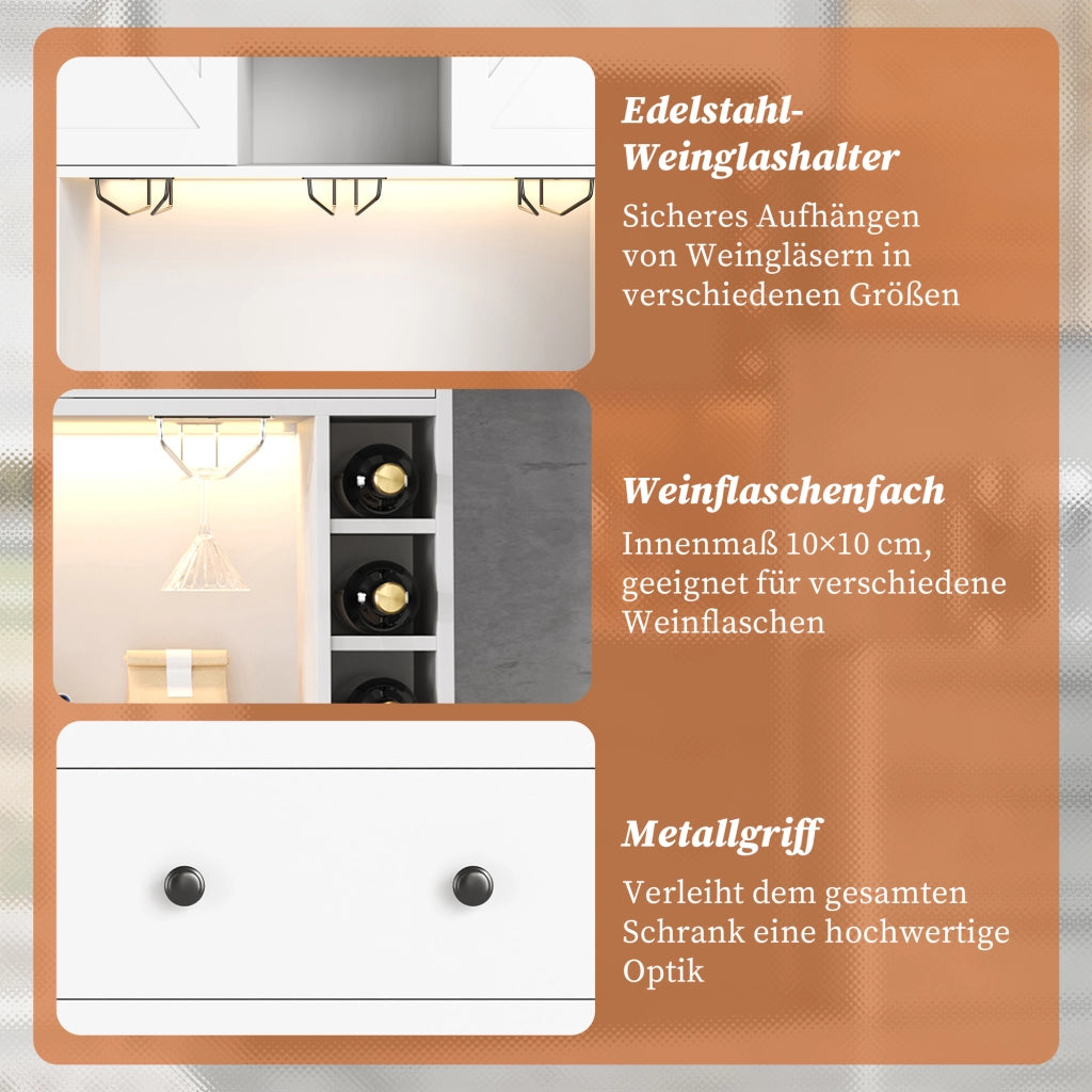ARMADIO ALTO 180x105x40 cm Bianco in MDF con LED e prese integrate