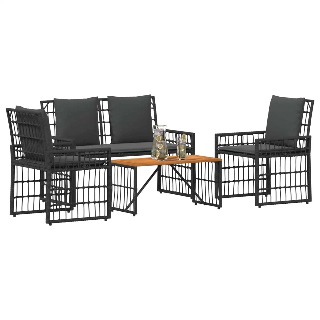 Set di Mobili da Esterno 4 pcs Nero e Grigio scuro 42025133