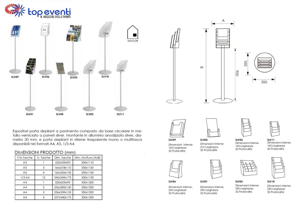 Espositore per depliant 12 tasche plexi