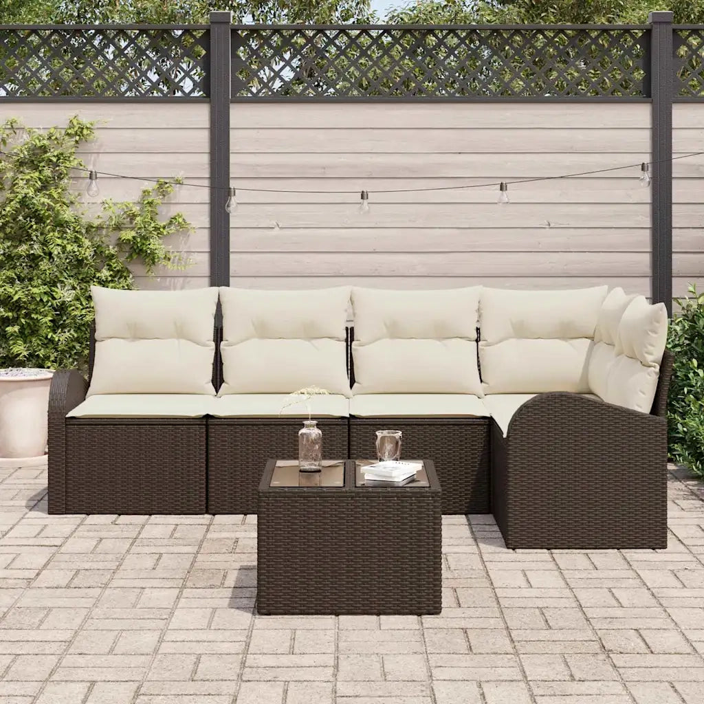 Set di divani con cuscino Marrone Poliestere 3346048