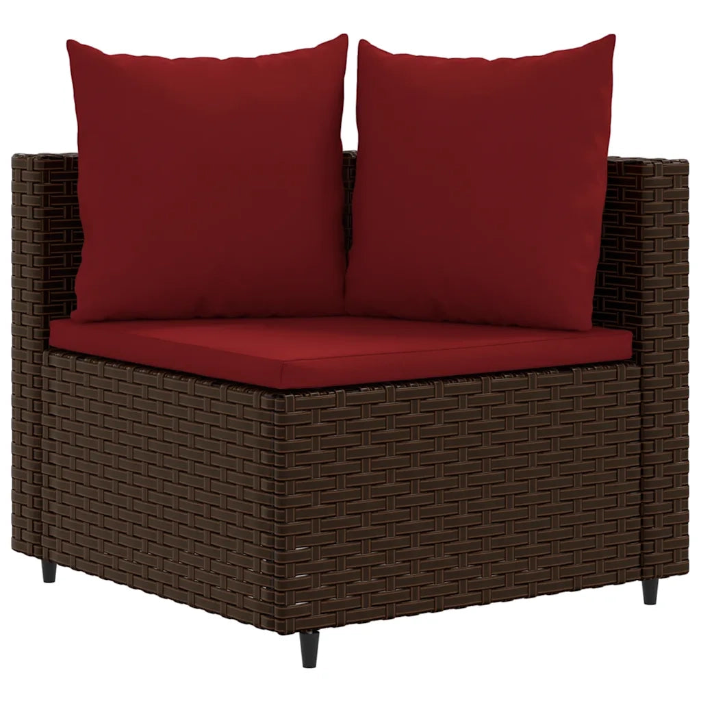 Set Divani da Giardino 10pz con Cuscini in Polyrattan Marrone 3308413
