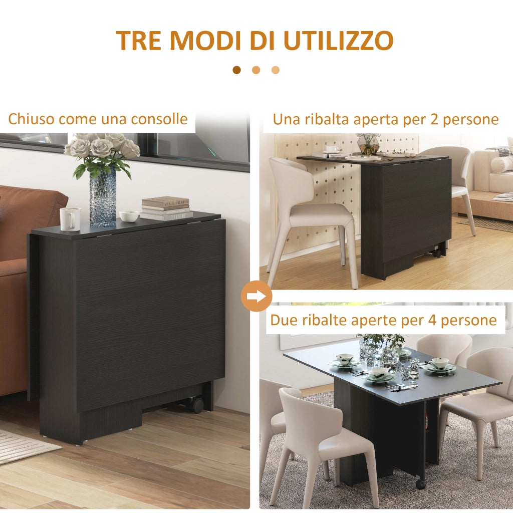 Tavolo Pieghevole per 6 Persone con Ruote ¨C Minimal ¨C Nero