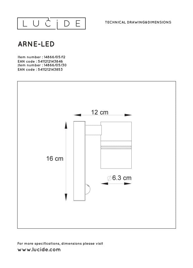 Applique esterna Lucide Arne-LED GU10 5W 2700K IP44