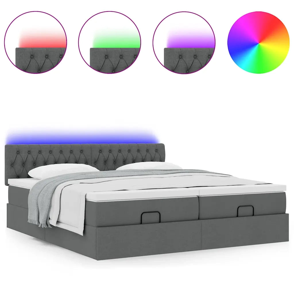 Struttura Letto Pouf con Materassi 200x200 cm in Tessuto 3312872