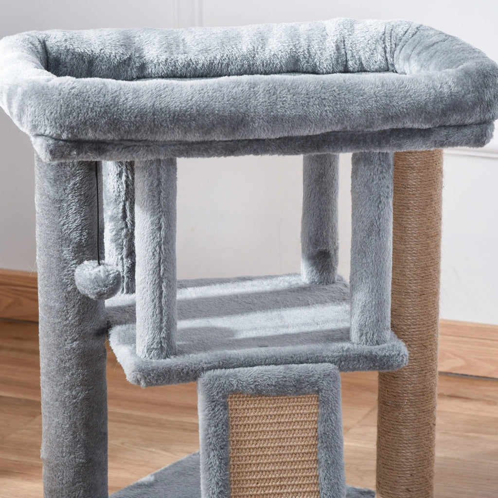 Albero per Gatti con Piattaforma e Palla ¨C zephmum ¨C Grigio Chiaro 57 cm