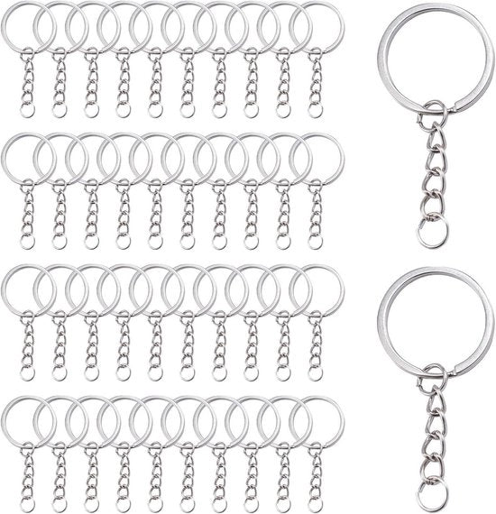 100 pezzi di catenina per pendenti a forma di chiave in argento con catenina 25mm - per creare gioielli DIY