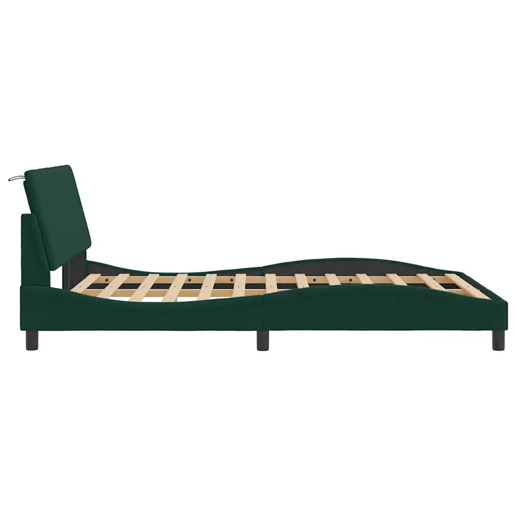 Letto matrimoniale | Letto per adulti | Giroletto senza Materasso Hanko Verde Scuro 140x190 cm in Velluto