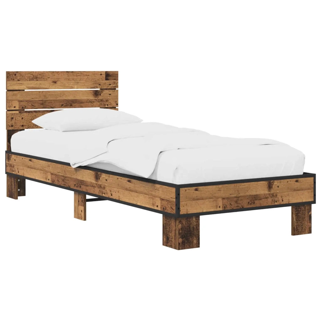 Struttura letto con testata-Giroletto Legno antico 80 x 200 cm 824221