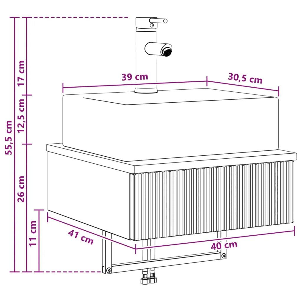 Lavabo da Parete Rovere Sonoma 40 x 41 x 39 cm 890200