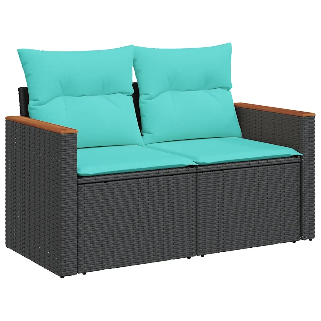 Set Divani da Giardino 4 pz con Cuscini Nero in Polyrattan 3325893