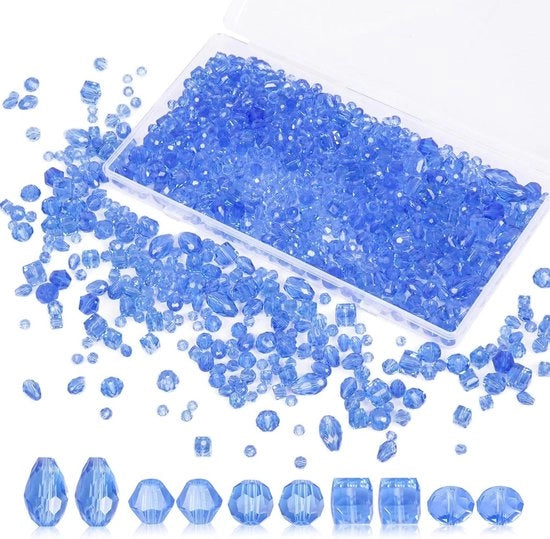 Perline di Vetro per Bracciali - 1000 Pezzi - Colore Blu