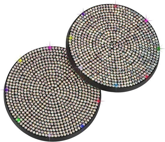 Accessori per auto interno - Sosteggi per bicchieri - Antiscivellamento - Strass cristallo - Design leggero in nero