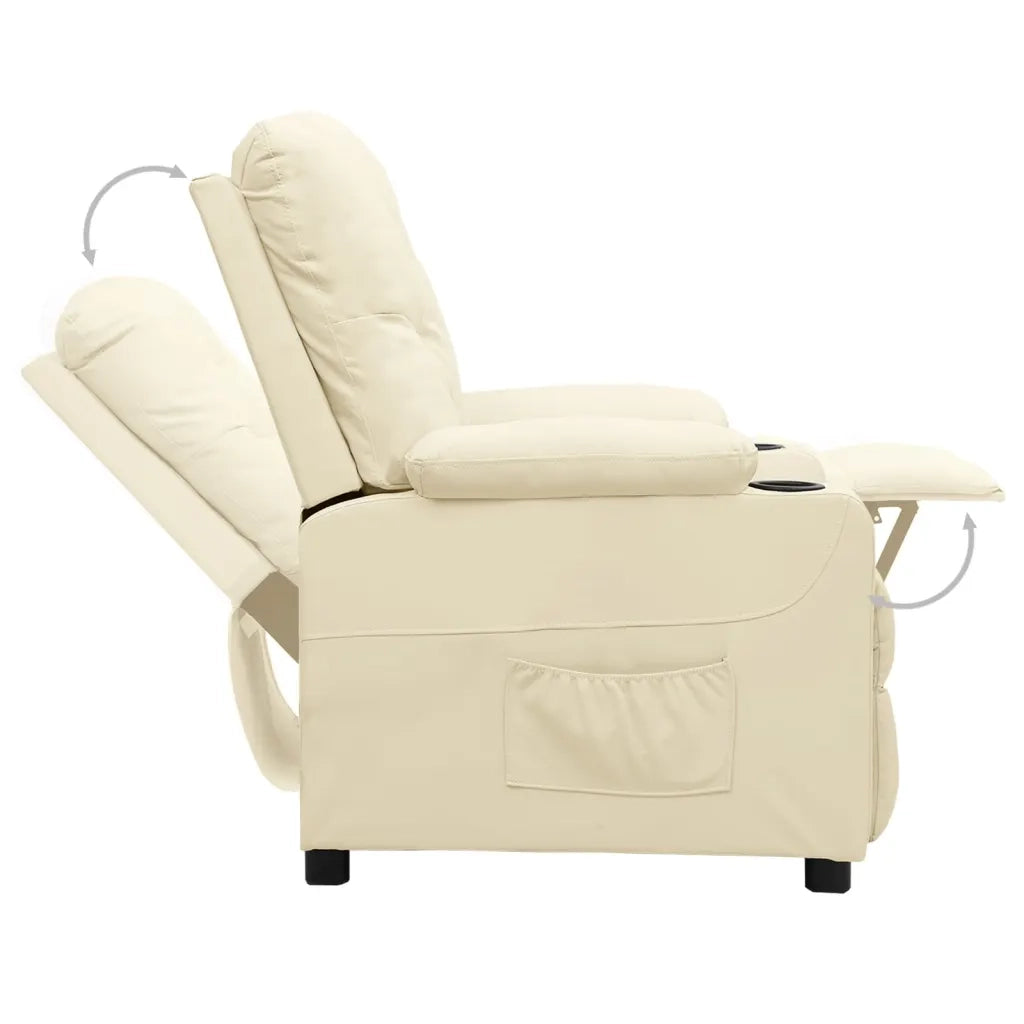 Poltrona | Sedia Relax Reclinabile Crema in Similpelle