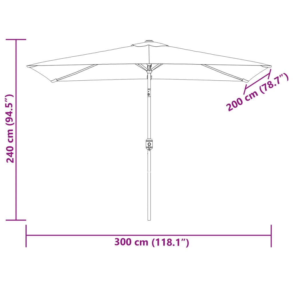 Parasole 200 x 300 cm Bianco Sabbia Rettangolare 40772