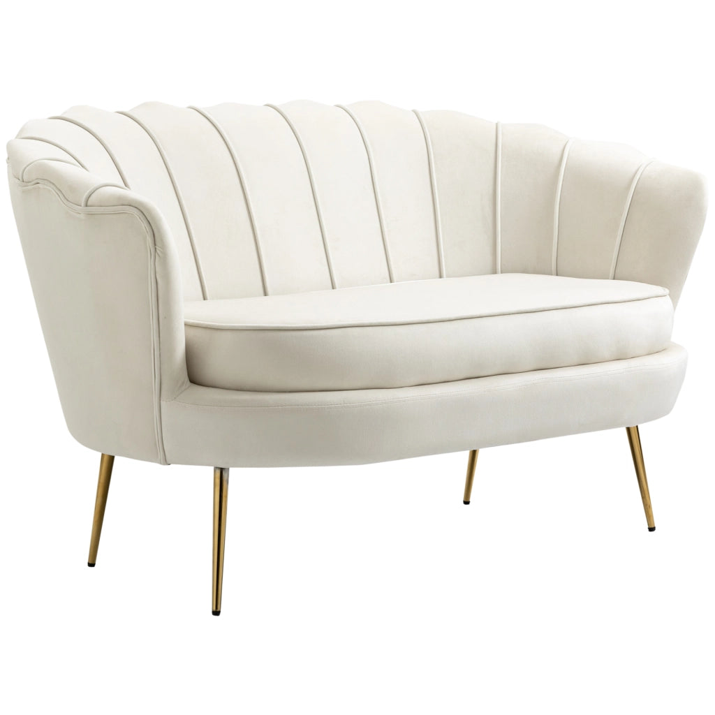 Divano 2 posti in velluto ¨C Minimal ¨C crema