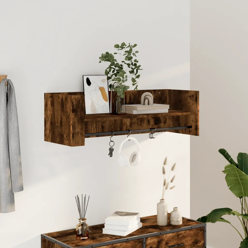 Mensola a Muro | Mensola a parete Rovere Fumo 100x35x30,5 cm Legno Multistrato