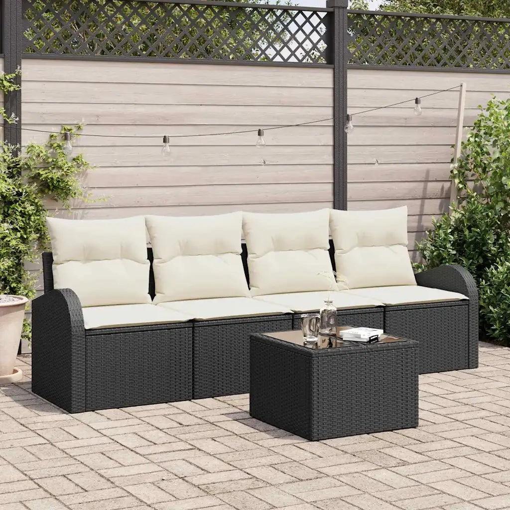 Set Divano da Giardino Nero 55 x 55 x 37 cm polyrattan 3345907