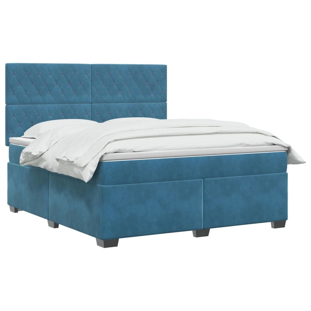 Letto box spring con materasso Blu 140 x 190 cm Velluto 3455100