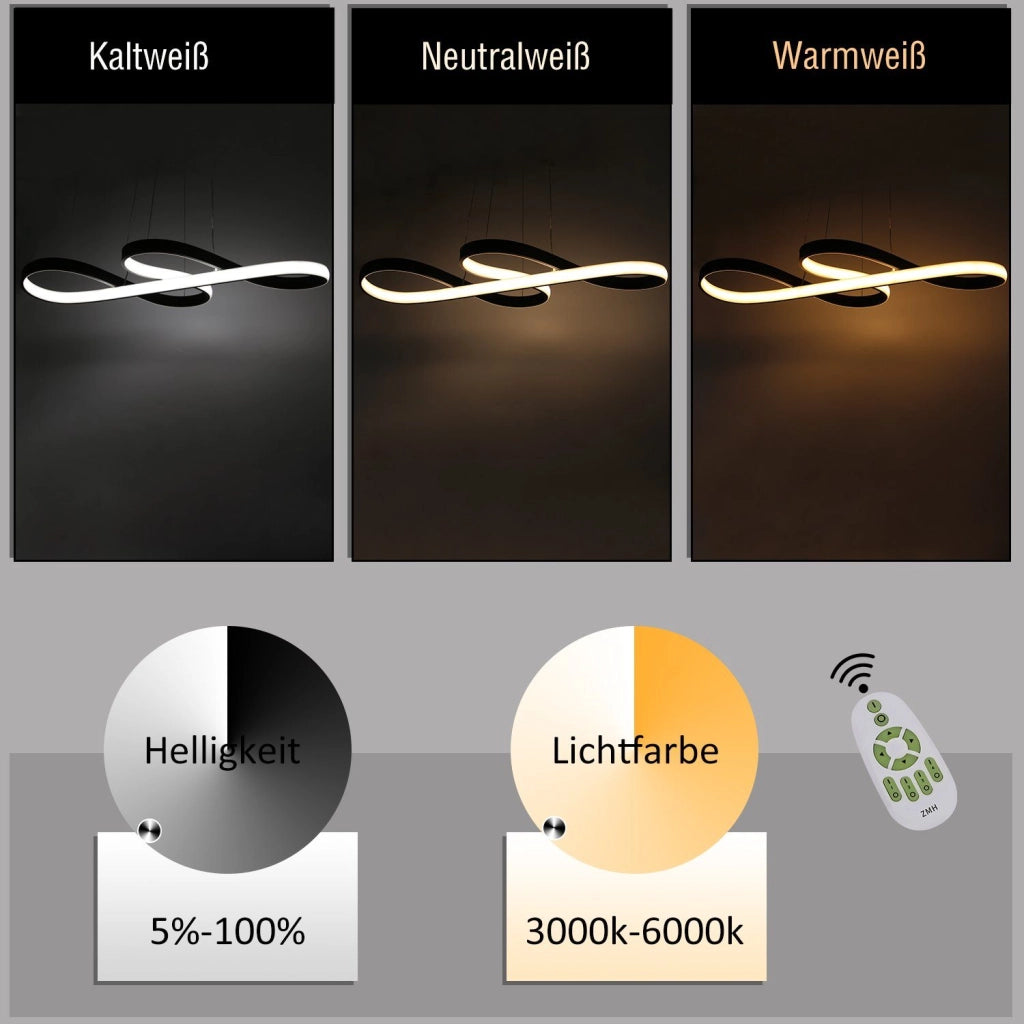 Lampada a sospensione ZMH LED nera moderna dimmerabile 47W per sala da pranzo