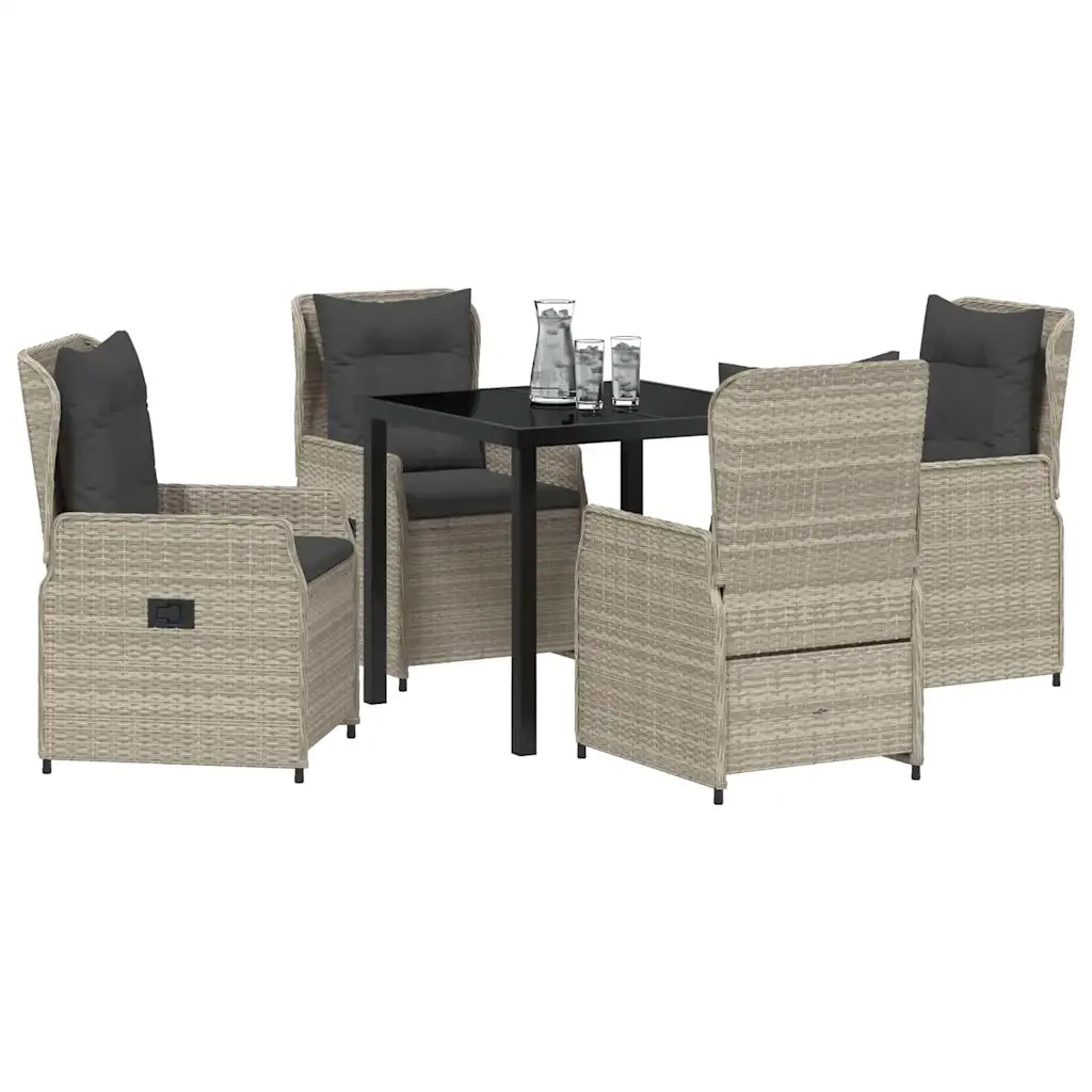 Set da Pranzo per Giardino 5 pcs Grigio chiaro polyrattan