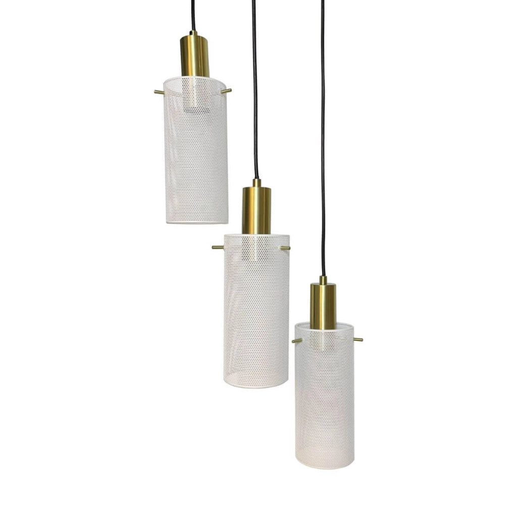 Lampada a sospensione Tirana 3xE27 bianco oro Light Prestige