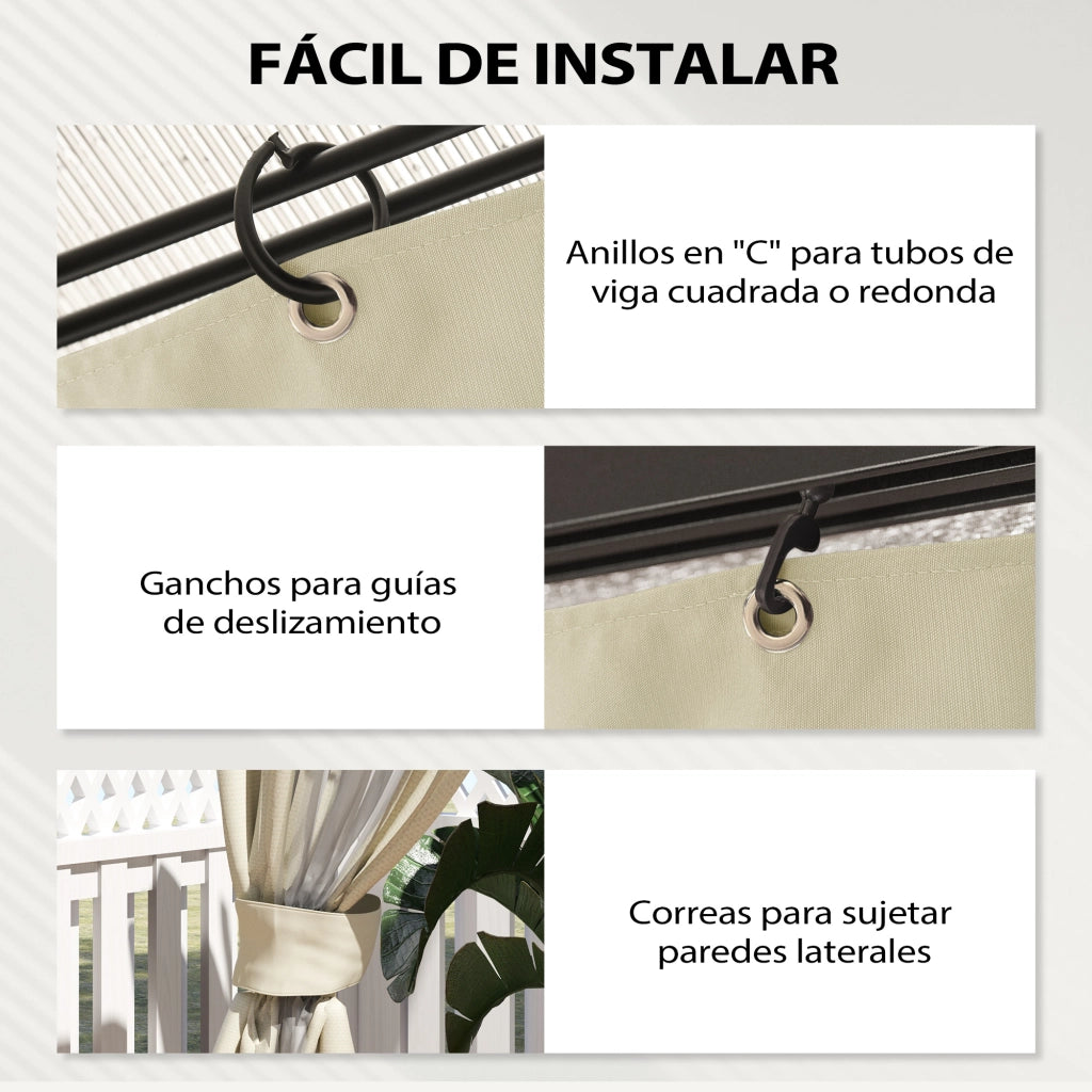 Pergola 3x3 m con Finestre e Tende Regolabili ¨C Minimal ¨C Beige