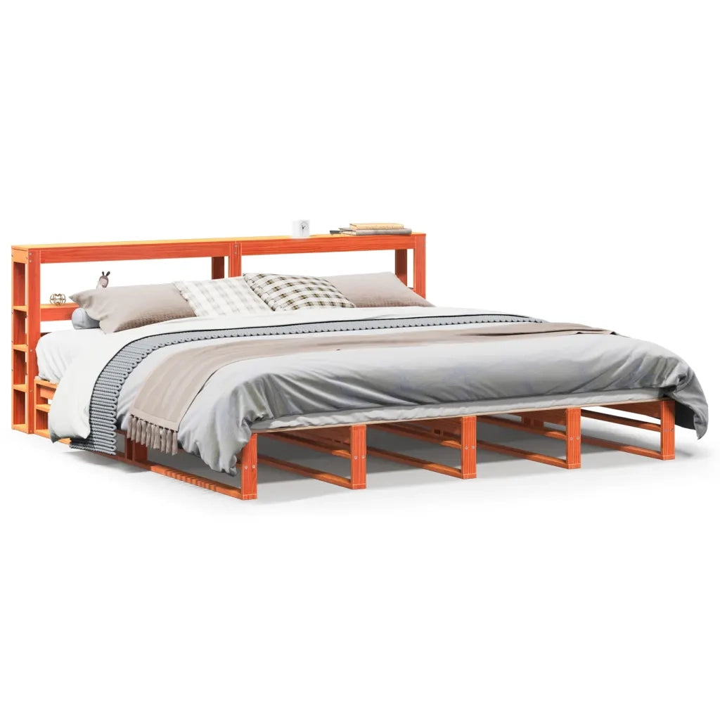 Giroletto con Testiera Marrone Cera 200x200 cm Massello Pino 3306509
