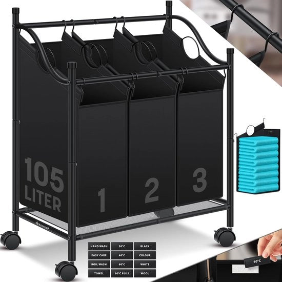 Asciugatrice a 3 vaschette - Lavatrice - 105 L - Nero