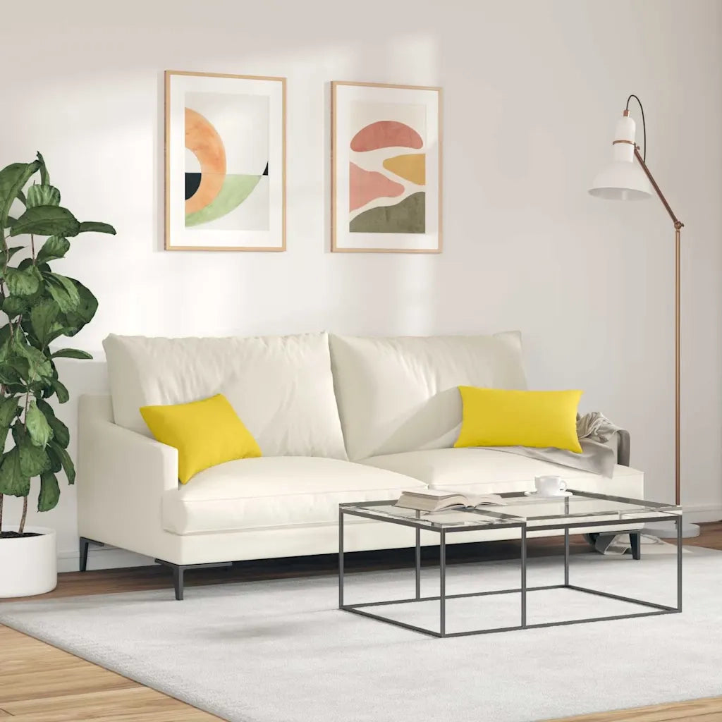Cuscini da Divano 2 pcs Giallo Chiaro 50 x 30 cm Tessuto 42013619