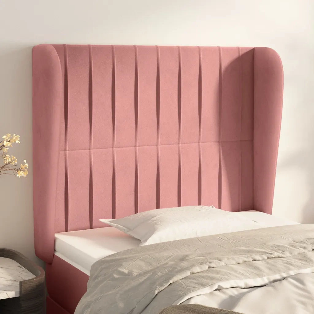 Testiera | Testata ad Orecchio Rosa 93x23x118/128 cm in Velluto