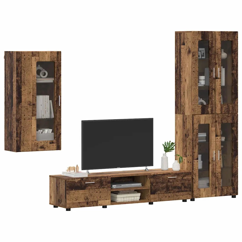Set mobile TV con porta FLORIN Legno vecchio Legno multistrato
