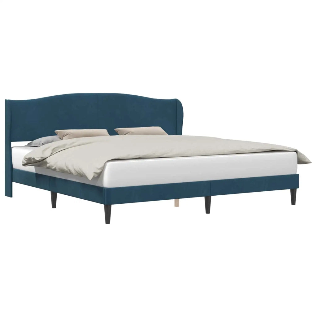 Letto matrimoniale | Letto per adulti | Struttura del letto con testiera Blu 200 x 200 cm Velluto