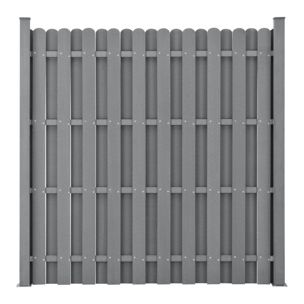 Steccato con Doghe e Colonne in WPC e Base in Acciaio 185 x 193 cm - Grigio NEU.HOLZ