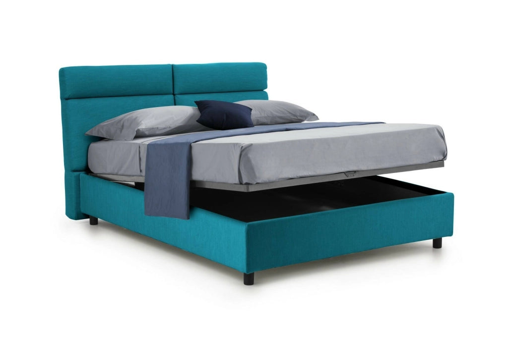 Letto Matrimoniale Alcatron, Letto Matrimoniale Sfoderabile Made in Italy, Azzurro