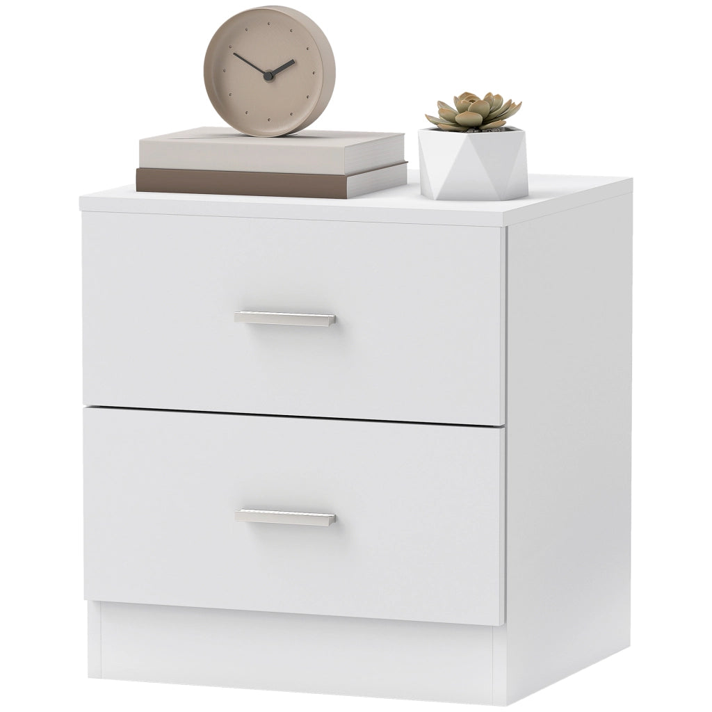 Comodino con 2 cassetti ¨C Xylo ¨C Bianco 45x39,5x49 cm