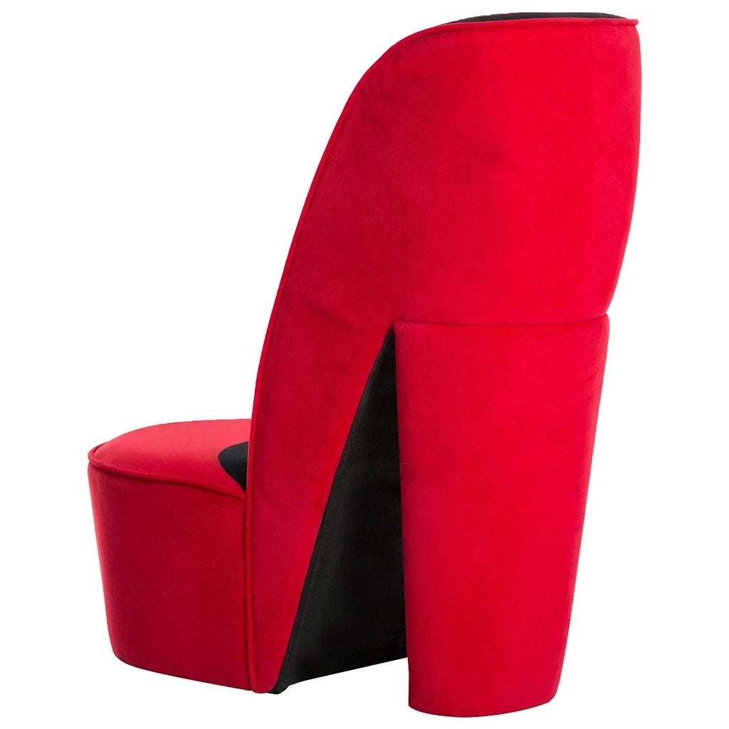 Poltrona a Forma di Scarpa con Tacco in Velluto Rosso
