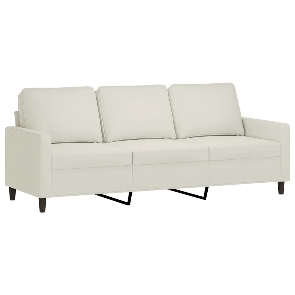 Set di Divani 3 pz con Cuscini Crema in Velluto