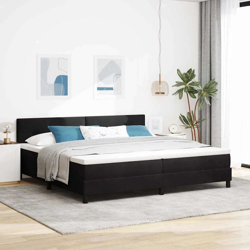 Letto a molle con materasso Nero 200 x 200 cm Velluto 3339196