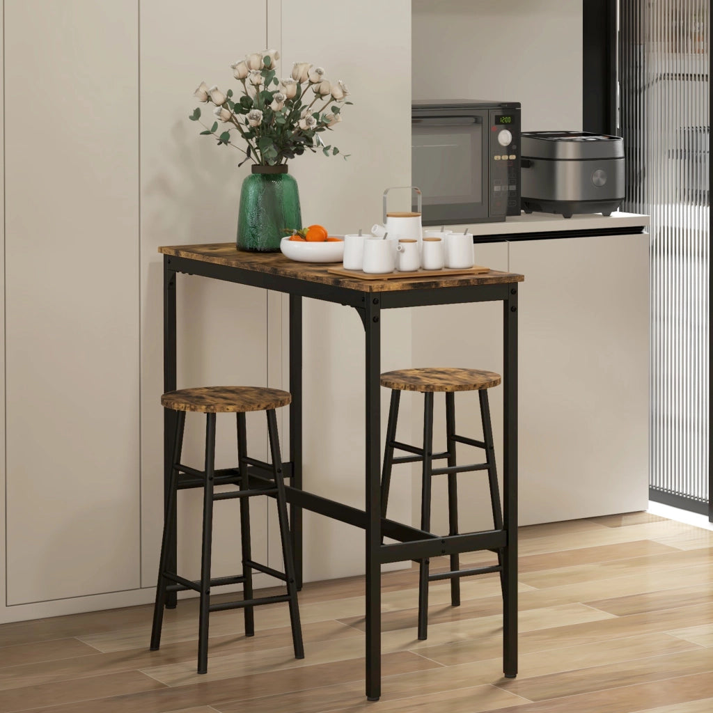 Tavolo da bar con 2 sgabelli ¨C Minimal ¨C Marrone + Nero