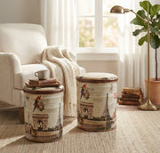 SET DI 2 POUF CONTENITORE TONDO PARIGI