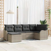 Set Divano da Giardino 6 pcs Grigio chiaro Poly Rattan