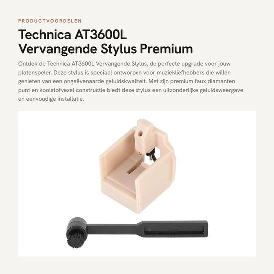 Stilo sostitutivo per lettore di vinili - Fibra di carbonio - Diamante sintetico - Installazione facile - Durata 1000 ore - Carrello di lettura per dischi