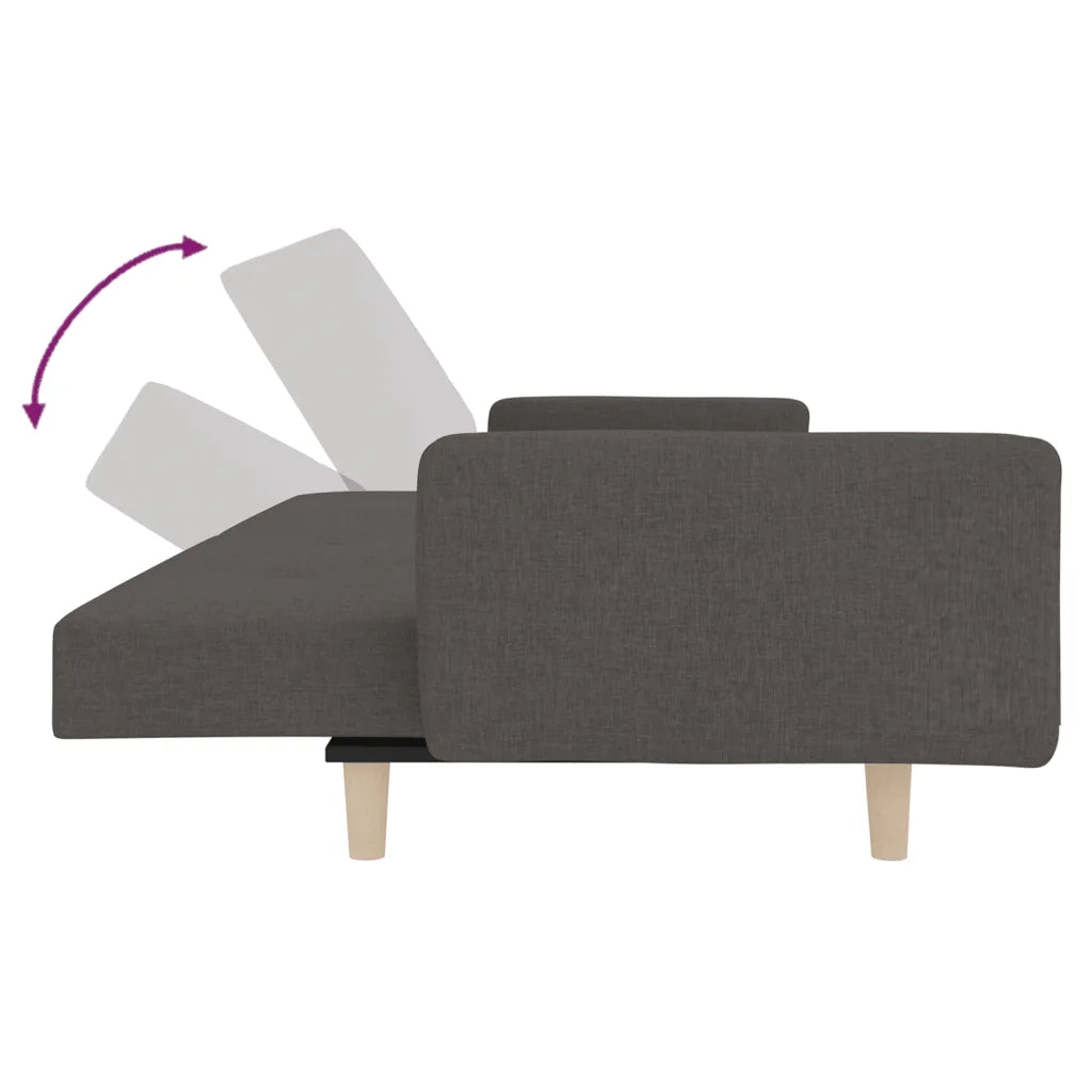 Divano letto | Sof¨¤ letto | Letto singolo a 2 Posti con 2 Cuscini Grigio Scuro in Tessuto