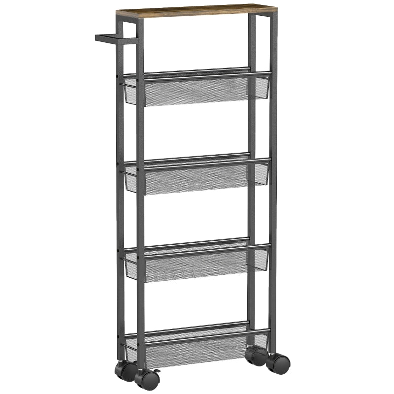 Carrello da cucina con 5 ripiani ¨C zephmum ¨C 47x13x96,5 cm, nero