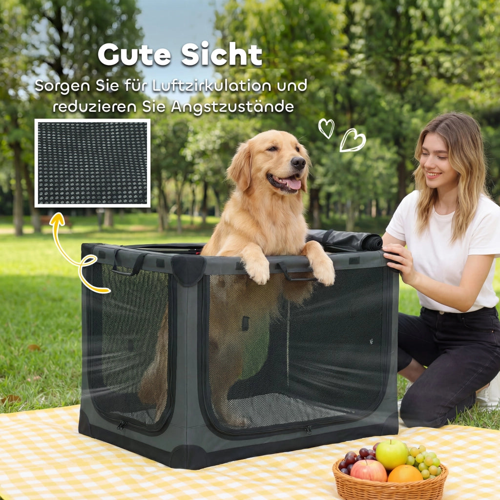 Casetta da trasporto per cani pieghevole con cuscino ¨C Minimal ¨C Verde 90x60x50 cm