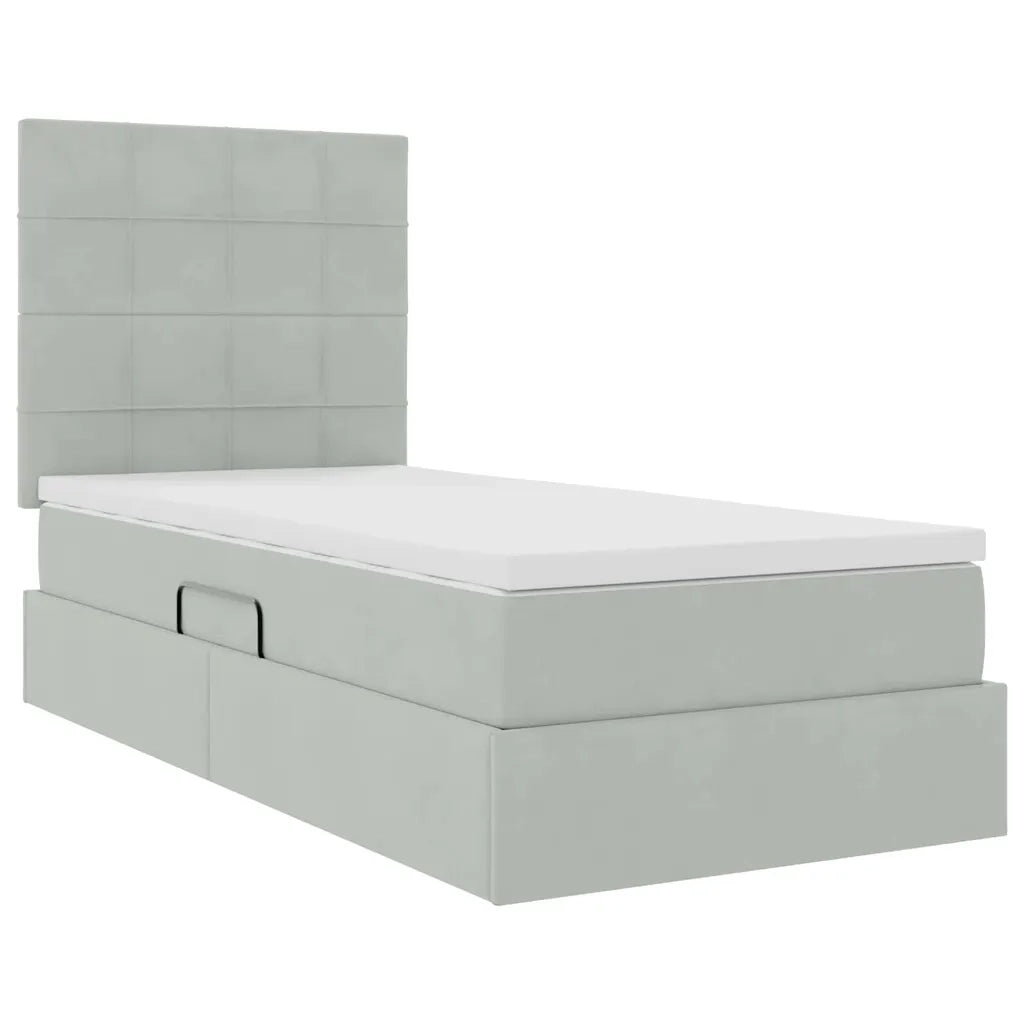 Letto con contenitore e LED Grigio chiaro 90 x 190 cm Velluto