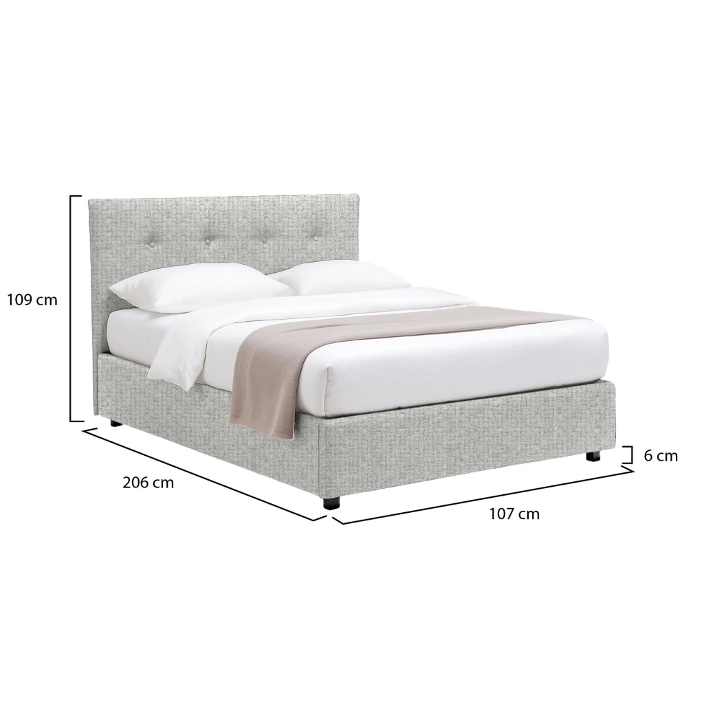 Ripon, Letto Singolo Sfoderabile Made in Italy, Grigio Chiaro
