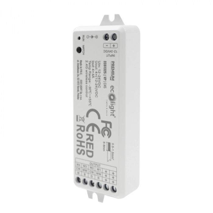 Controller RF RGBW 16A per strisce LED 12-24V Ecolight